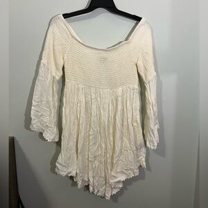 TORRID nwt Ivory Smocked Off-Shoulder Swim Cover Up Dress